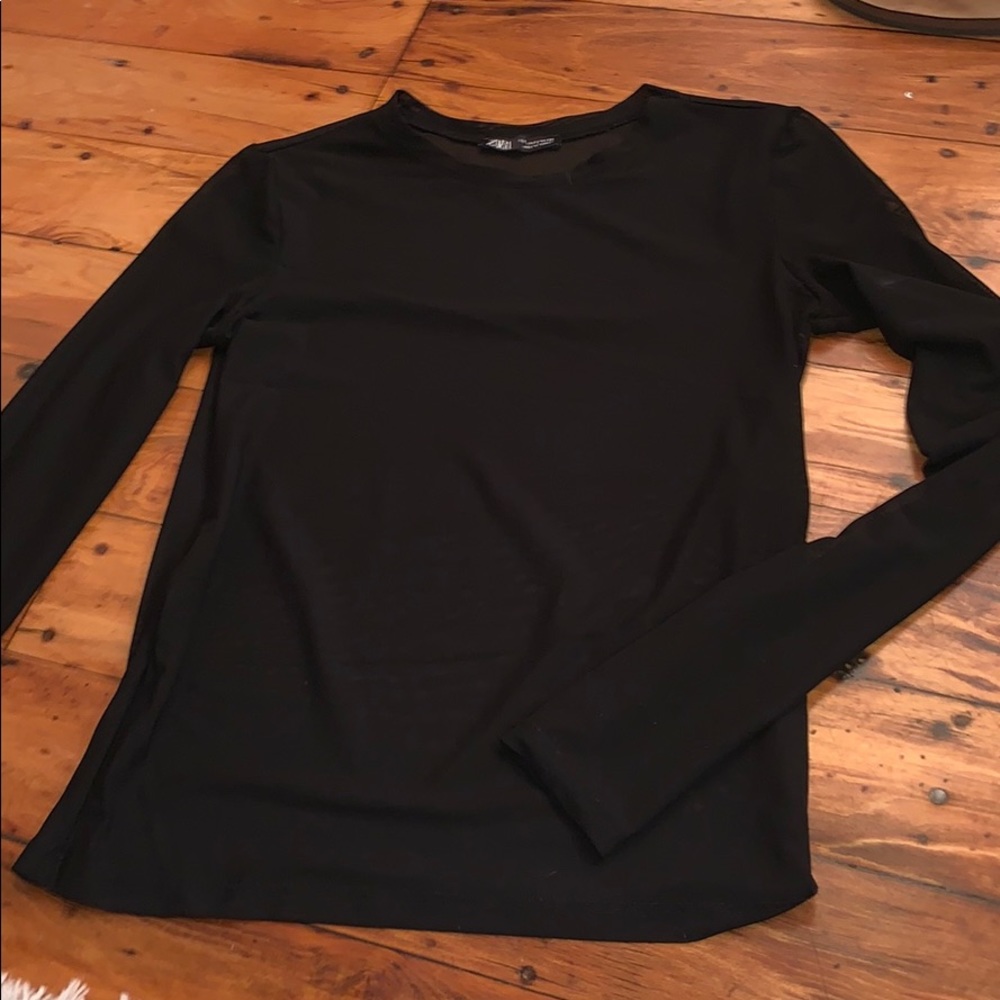 Tight black mesh long sleeve